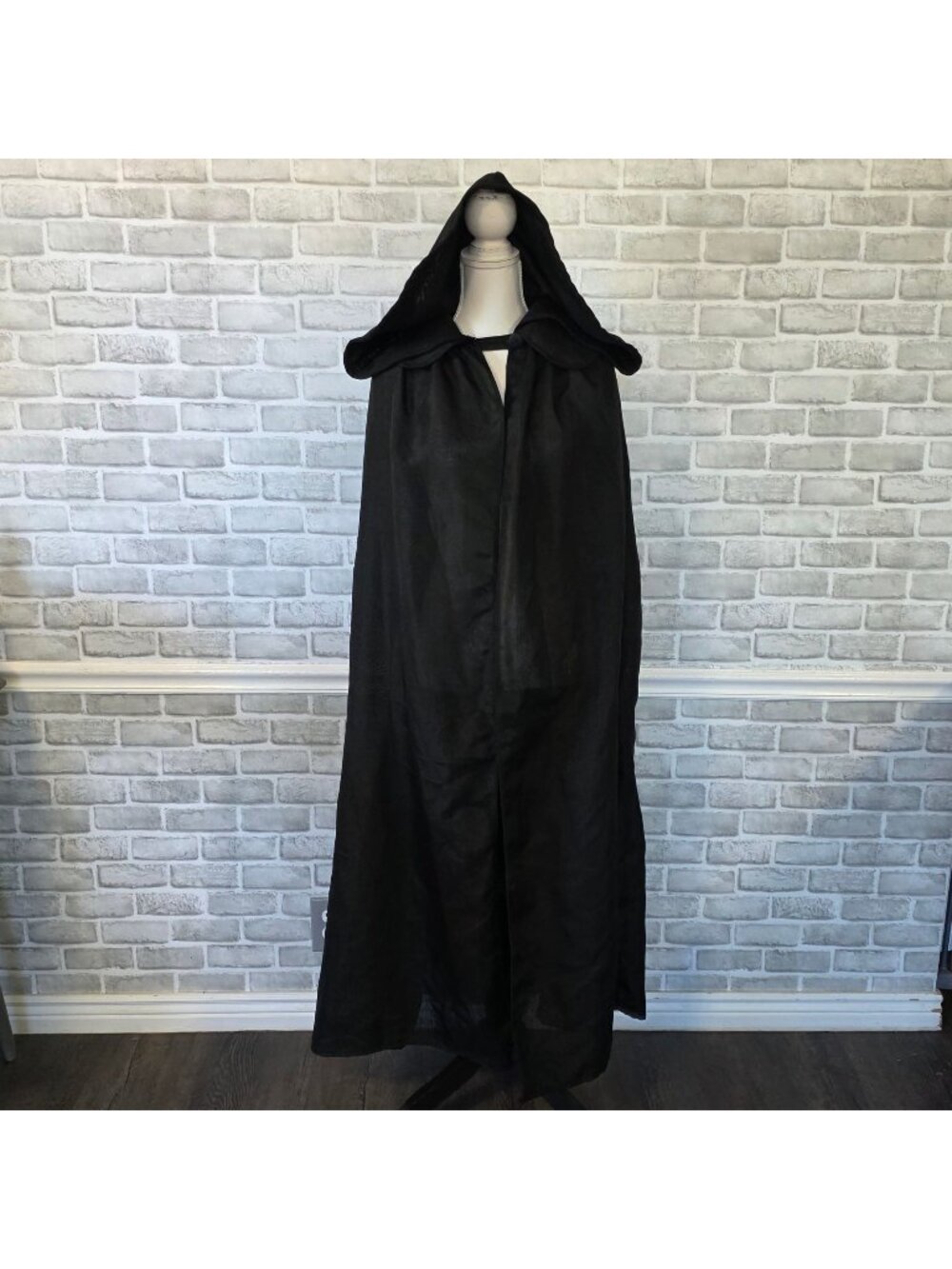 Charades Black Burlap Hooded Cloak Adult OS Costume Cosplay Quality EUC